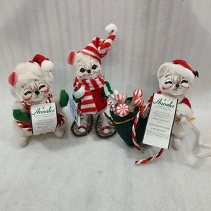 Annalee Dolls Christmas White Mice (3) New With Tags 6" - Picture 1 of 13