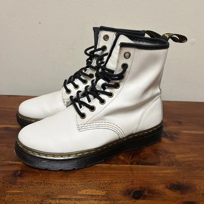 Botas de Combate Dr Martens Unisex Zavala Cuero Blanco Mujer 6/Hombre 5 Foto 1 de 4