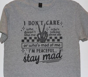 Camiseta I Don't Care, Gildan, algodón pesado, transferencia DTF, talla pequeña-tee15 - Imagen 1 de 3