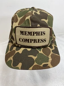 Vintage 1980s Woodland Camo Hunting Snap Back Hat Cap Memphis Compress - Picture 1 of 4