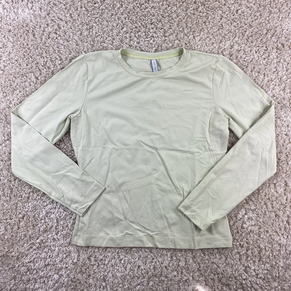 City Lights Mujer Camisa Mediana Larga Verde Claro Jersey Elástico Foto 1 de 4