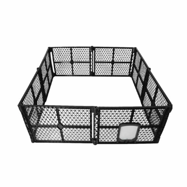 PAWZ 8-Pannel Foldable Protable Pet Playpen - Black