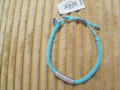 Michael Kors Turquoise Macrame Cord Braclet with silver plated crystal bar - Image 1 of 4