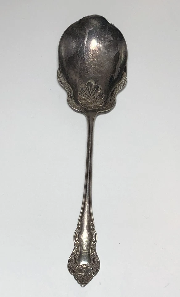 Cuchara de bayas monografiada de plata esterlina Gorham vintage estilo festoneado 1901 Foto 1 de 4