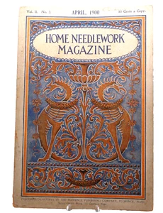 Antique Home Needlework Magazine April 1900 Silk Chatelaine Bag Color Old Ads - Picture 1 of 7