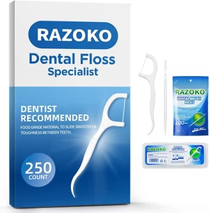 Dental Floss Picks Toothpicks 250Pcs with Portable Cases and 100Pcs Brushpicks I - Picture 1 of 12