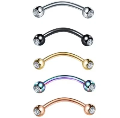 Barra curva para cejas barra curva plátano cartílago oreja piercing ombligo anodizado  Foto 1 de 4