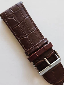 30mm - Brown Alligator Pattern Leather Watch Band - ( Silver Buckle / w pins ) - Picture 1 of 3