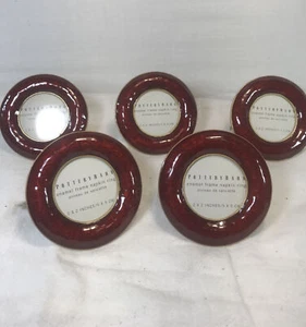 set of 5 Pottery Barn 2 x2 red enamel napking ring picture frames - Picture 1 of 6