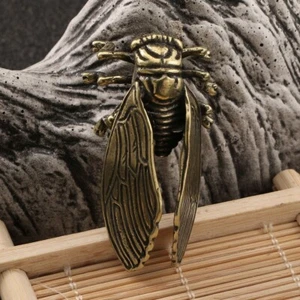 Brass Cicada Figurine Small Statue Animal Figurines Toys Desktop Decoration - Picture 1 of 5