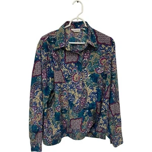 Blusa Alfred Dunner Abotonada Multicolor Paisley Mujer Talla 18 Manga Larga De Colección - Imagen 1 de 9