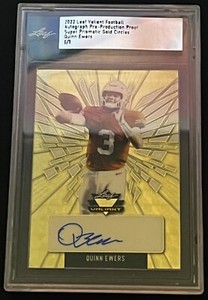 Quinn Ewers 2022 Leaf Valiant Auto Pre-Production Proof Super Prismatic Gold 1/1