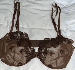 LA PERLA Italy Underwire Sexy LACE Bra Size 3 USA 36C Espresso Velvet Detail - Picture 1 of 7