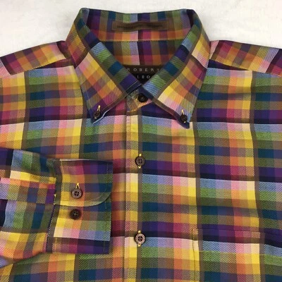 Robert Talbott Shirt Mens Large Multi-Color Checks Long Sleeves - Image 1 of 4