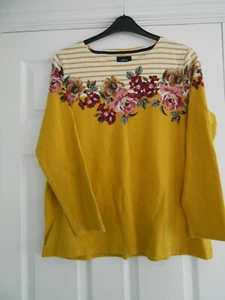 "JOULES" HARBOUR TOP UK 20 MUSTARD FLORAL G.U.C. - Picture 1 of 4