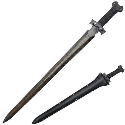 Espada estilo europeo/espida Full Tang/chaqueta de cuero 32,5 pulgadas de acero al manganeso fundido a mano Foto 1 de 4