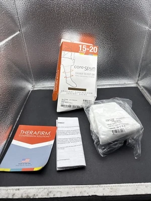 Core-Spun COMPRESSION SOCKS by Therafirm  ~ Medium White #17122 In Original Box - Image 1 of 4