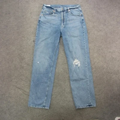 GAP Jeans Womens 12 Long Blue Light Wash 90s Loose High Rise Distressed Denim - Image 1 of 4