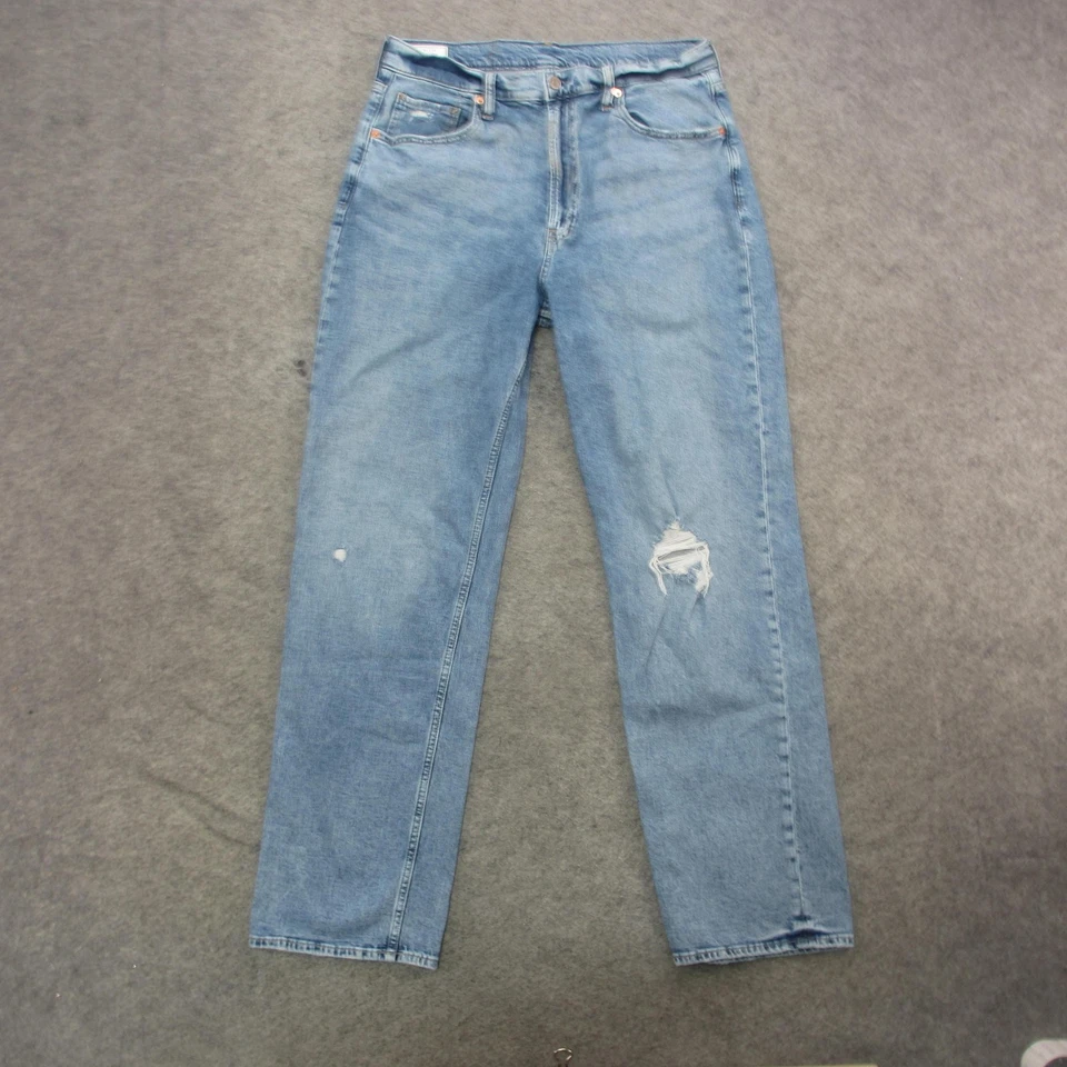 GAP Jeans Womens 12 Long Blue Light Wash 90s Loose High Rise Distressed Denim - Image 1 of 4
