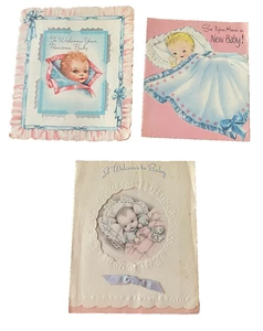 3 biglietti di auguri USATI vintage anni 50 - bambino, compleanno - Foto 1 di 3