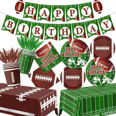 178 PIEZAS Suministros de Fiesta de Fútbol, Sirve 25, Platos, Servilletas, Cumpleaños de Niño Foto 1 de 4