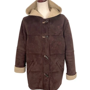 Abrigo Ralph Lauren Mujer Grande Marrón Imitación Gamuza Forrado Sherpa Abrigo de Lona con Capucha - Imagen 1 de 16