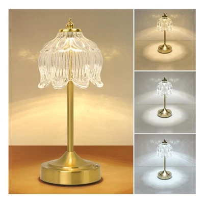 Abajur de mesa flor de lótus sem fio, 5200mAh recarregável operado por bateria porta... - Imagem 1 de 4