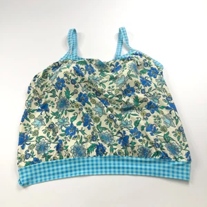 Lands End 16 DDD Tankini Top Swim Blue Padded Wireless Floral All Over Print - Picture 1 of 9
