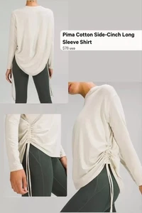 Lululemon Pima Cotton Side-Cinch Longsleeve Shirt Oatmeal Cream Oversized M/L - Bild 1 von 8