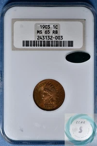 1903 1C Indian Head Cent NGC MS 65 RB w/CAC - Creamy Satin Red Surfaces!!! - Picture 1 of 12