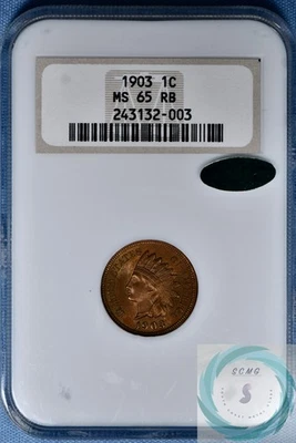 1903 1C Indian Head Cent NGC MS 65 RB w/CAC - Creamy Satin Red Surfaces!!! - Image 1 of 4
