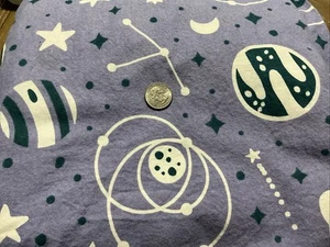 Purple Flannel Fabric Galactic Celestial Space Icons 4.97 Yards  - Picture 1 of 2