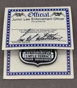 Vintage Official Junior Law Enforcement Badge Temple Terrace PD 1990 Stoffel Toy - Picture 1 of 4
