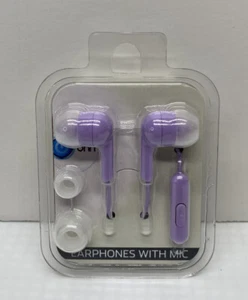 New Purple Earphones Earbuds MIC 3 Soft Slicon Ear Tips Headphones wired - Picture 1 of 2