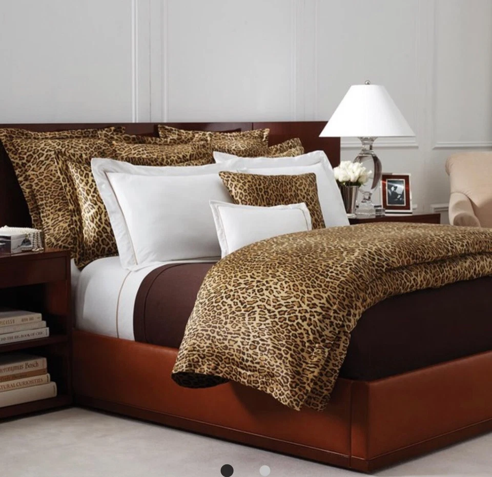 Fundas de almohada Ralph Lauren Aragon Leopard King nuevas en paquete Foto 1 de 1