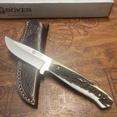 RARE Special Run Boker Arbolito Stag Hunter Fixed Blade Knife 02BA519HHSOI - Image 1 of 4