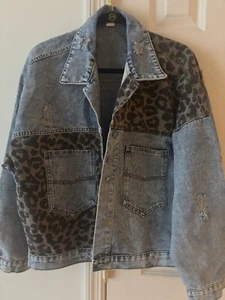 New ~ Women’s Designer Look Denim Jacket & Leopard Print ~ Size 3XL (US 14-16) - Picture 1 of 1