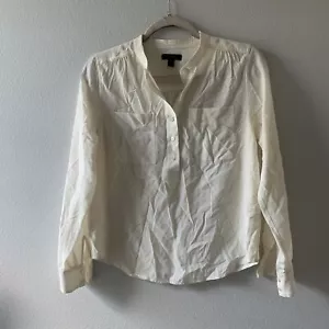 J Crew Top Womens 4 Ivory Silk Long Sleeve With Pockets Long Sleeve Blouse - Picture 1 of 6