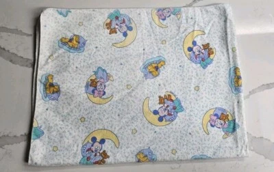 Vintage Disney Mickey Mouse Minnie Moon Blue Receiving Baby Blanket  27x34" - Image 1 of 4