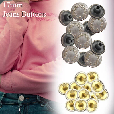 8–100pcs Jeans Buttons 17mm Brass Fasteners Bronze with Pins for Jackets & Denim - Image 1 of 4