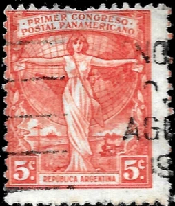 ARGENTINA 1921 Sc#291 Allegory,Pan-AMERICA. .Train Railroad USED VF - Picture 1 of 1