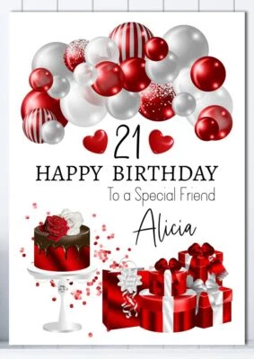 CARD STUDIO 4 U Personalised Birthday Card for Her Large A5 Greeting Cards any Age and Relation