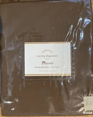 Guarda-sol Pottery Barn Torrey cadeira lateral de jantar capa marrom - Imagem 1 de 4