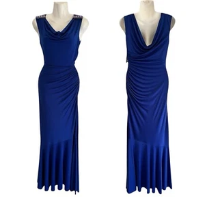 Tahari Gown Sapphire  Blue Mermaid Size 4 New Bias Cut Dress - Picture 1 of 17