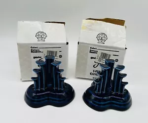 Fiesta Pyramid treppiede portacandele candelabro blu cobalto set di 2 - Foto 1 di 9