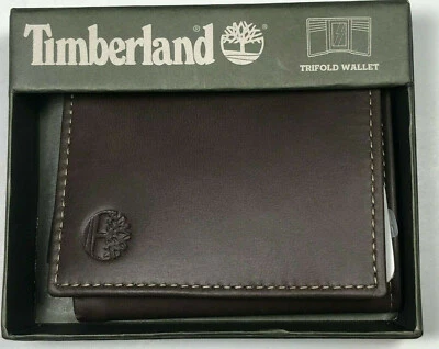 TIMBERLAND / DARK BROWN / Premium Quality Leather Tri Fold w/Gift Box MSRP $55 - Image 1 of 4