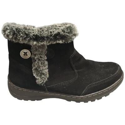Khombu Iris Winter Snow Boots Womens Size 7 Black Faux Fur Trim Side Zip 1527296 - Image 1 of 4