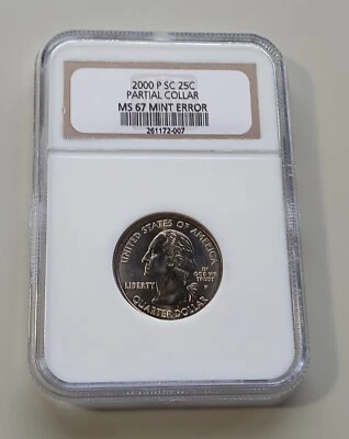 2000 P Partial Collar South Carolina State Error Quarter NGC MS 67 - Image 1 of 2