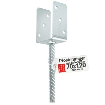 LUN FIX Support de poteau de 70 mm support de poteau en forme de U avec ancrage en bé...