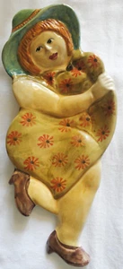 VTG  Made Italy and Painted Pottery Spoon Rest Big Bosom Woman Red Hair Heels - Picture 1 of 9